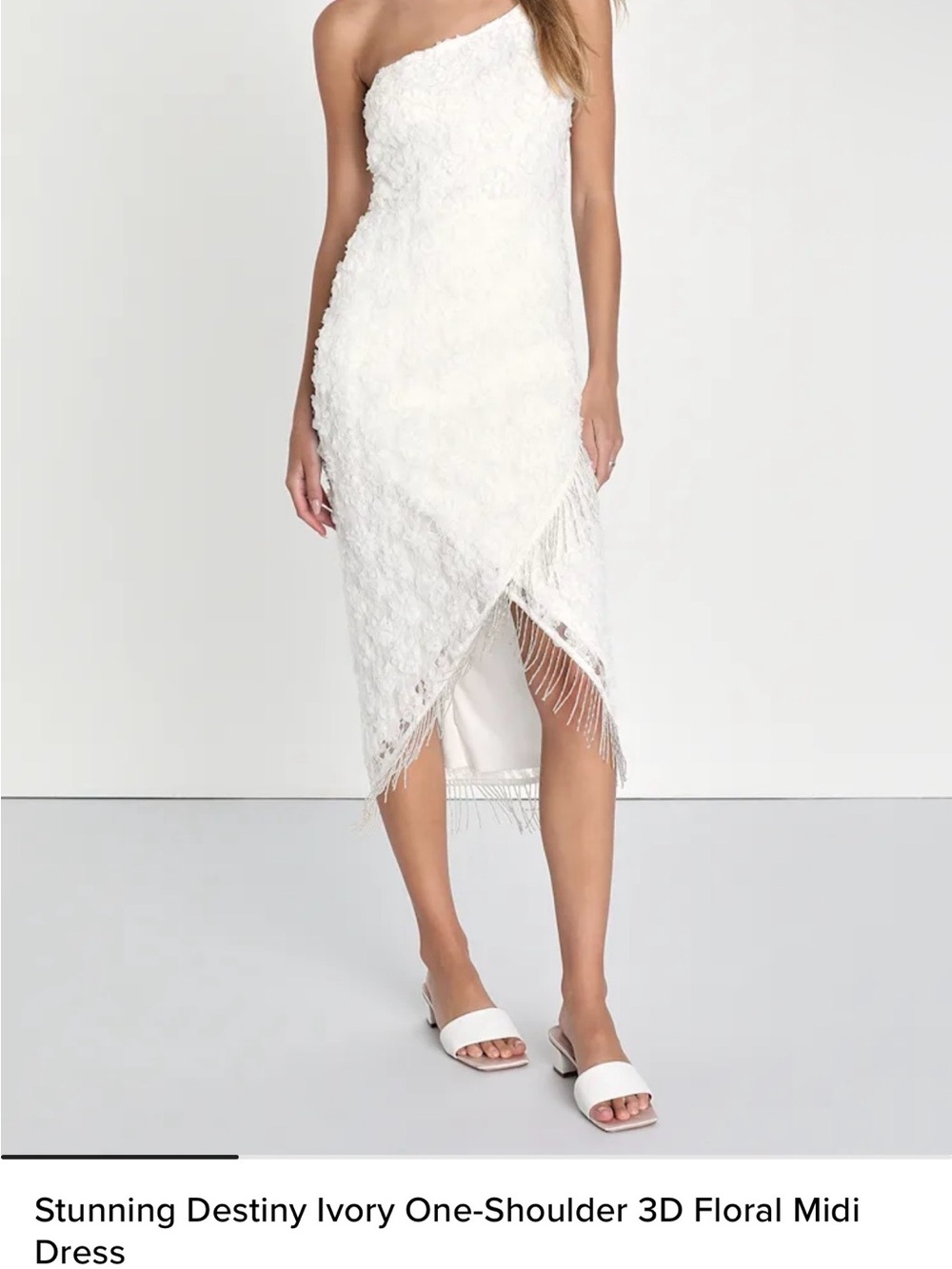 Lulu's Ivory One-Shoulder 3D Floral Midi Skirt